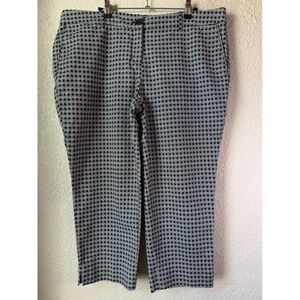 Hilary Radley Geometric Print Cropped Pants Womens Size 16 Navy White Blue